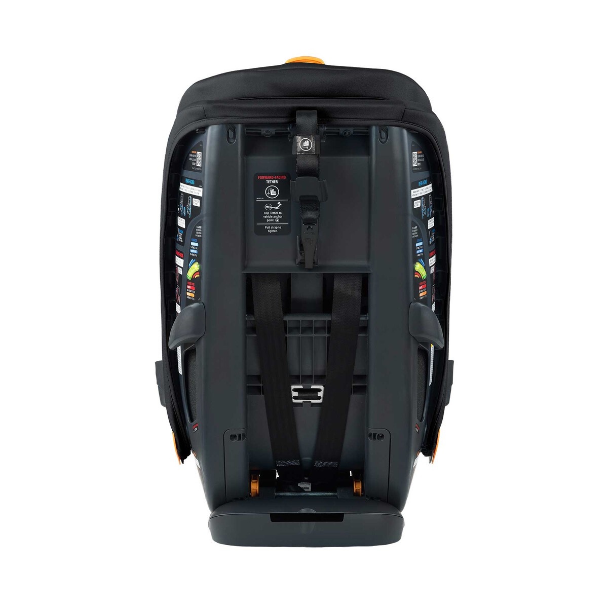 Back view of the Chicco Fit3x ClearTex car seat in Black
